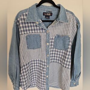 Vintage 1990s Jean Patchwork Denim Jacket Women's Size 22/24W 100% Cotton